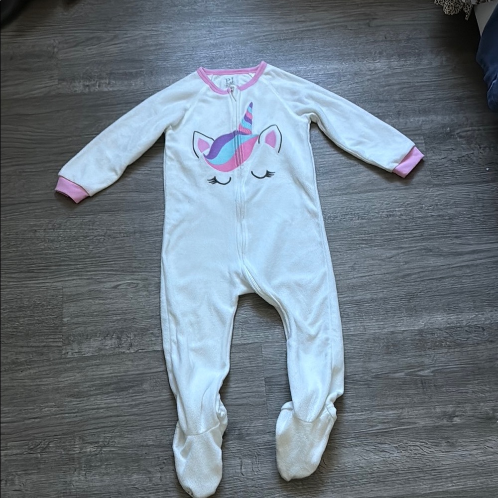 Place Kids Unicorn Footie - White with Pink and Purple